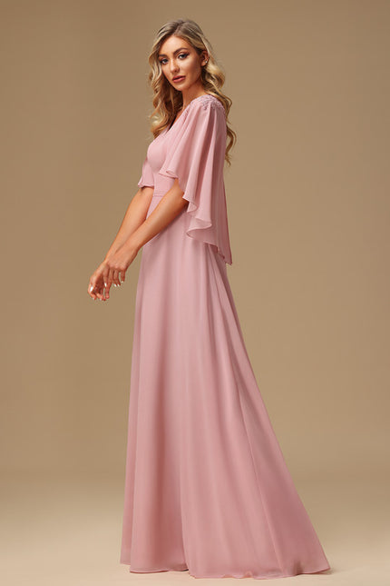 Robe Cérémonie Longue Rose Élégante - gallery 5