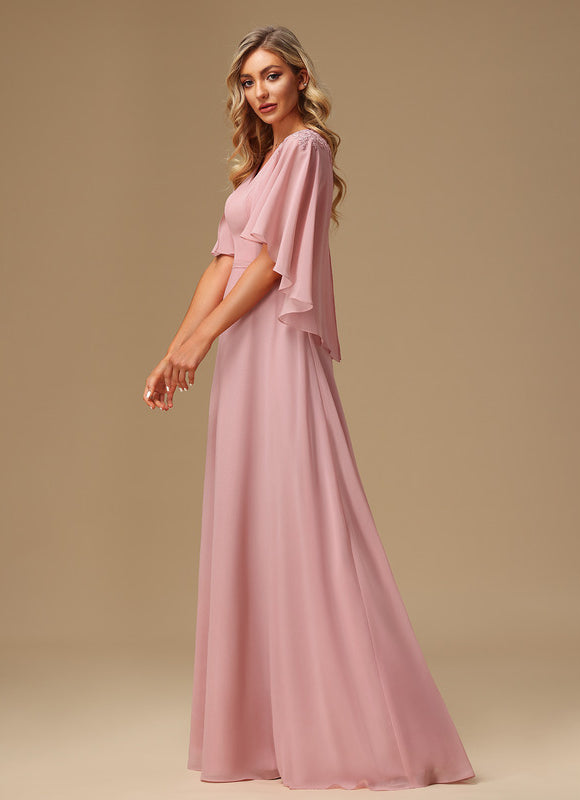 Robe Cérémonie Longue Rose Élégante - gallery 5