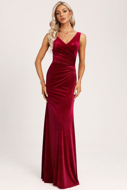 Robe Cérémonie Rouge Velours Chic - gallery 5