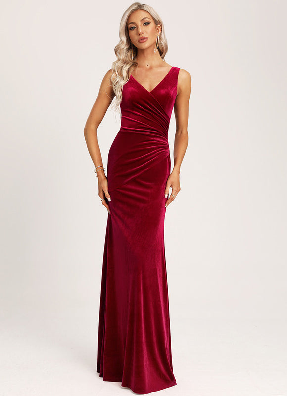 Robe Cérémonie Rouge Velours Chic - gallery 5