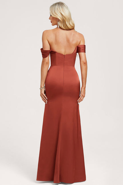 Robe Cérémonie Satinée Terre Cuite - gallery 4