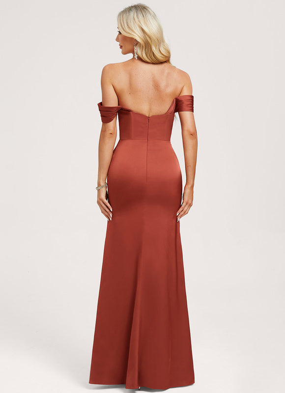 Robe Cérémonie Satinée Terre Cuite - gallery 4