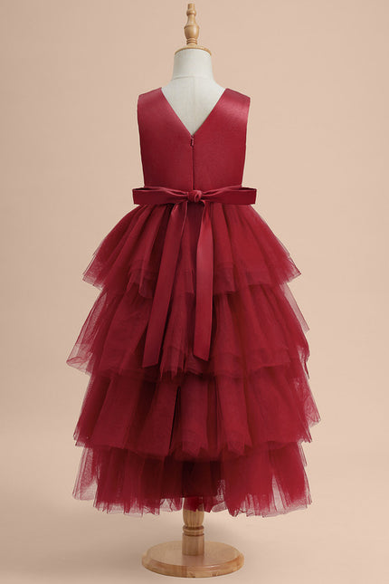 Robe Cérémonie Rouge Tulle Élégant - gallery 1