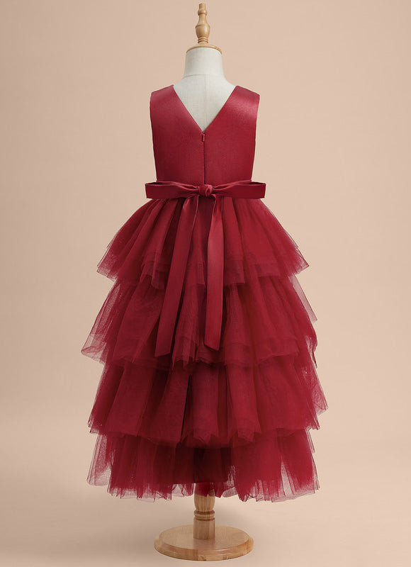 Robe Cérémonie Rouge Tulle Élégant - gallery 1
