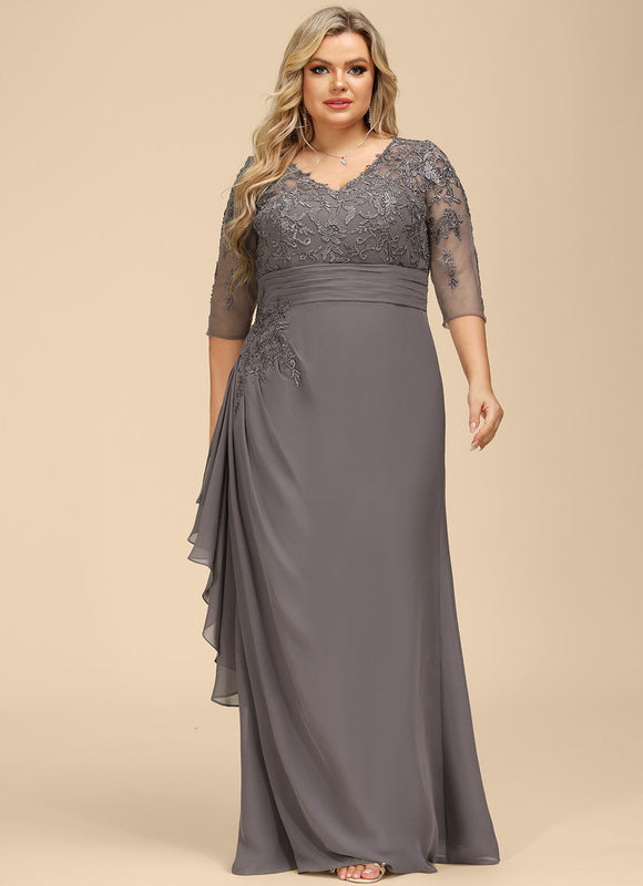 Robe Cérémonie Gris Souris Dentelle Élégante - gallery 7