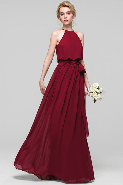 Robe Cérémonie Lilas Mousseline Col Rond - gallery 1