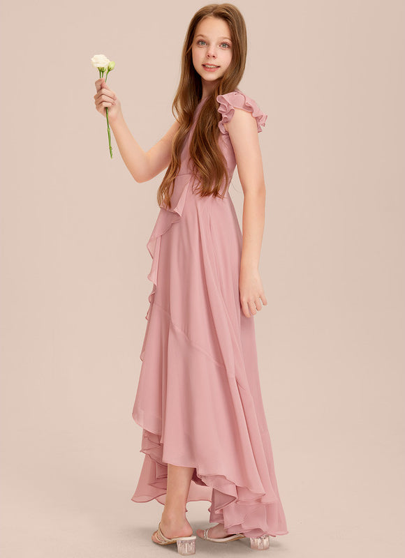 Robe Cérémonie Asymétrique Mousseline Junior - gallery 2