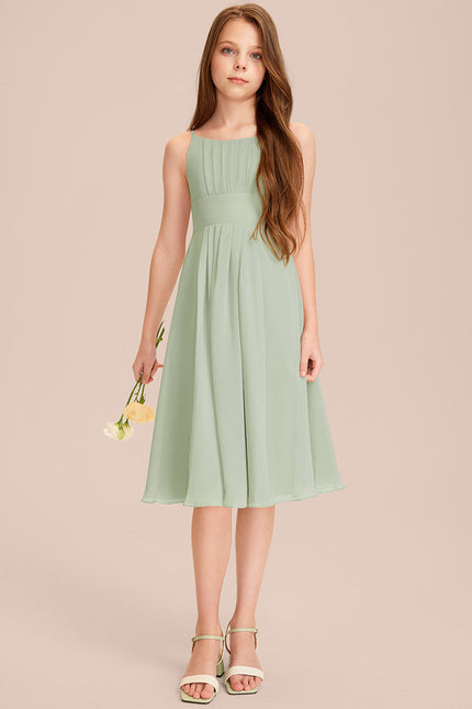 Robe Cérémonie Mousseline Marine Ajustée - gallery 4