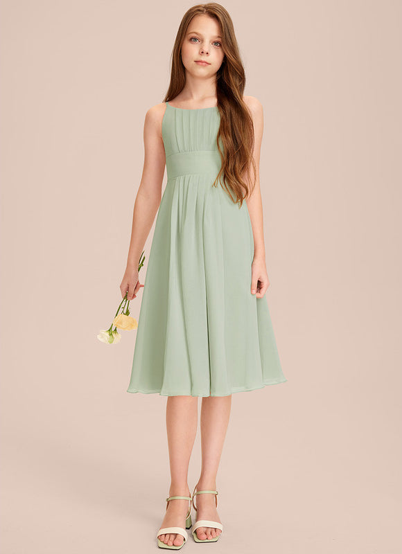 Robe Cérémonie Mousseline Marine Ajustée - gallery 4