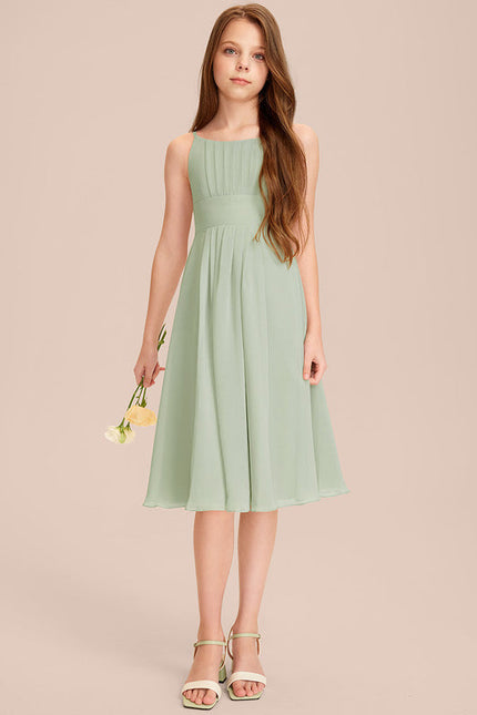 Robe Cérémonie Mousseline Marine Ajustée - gallery 4