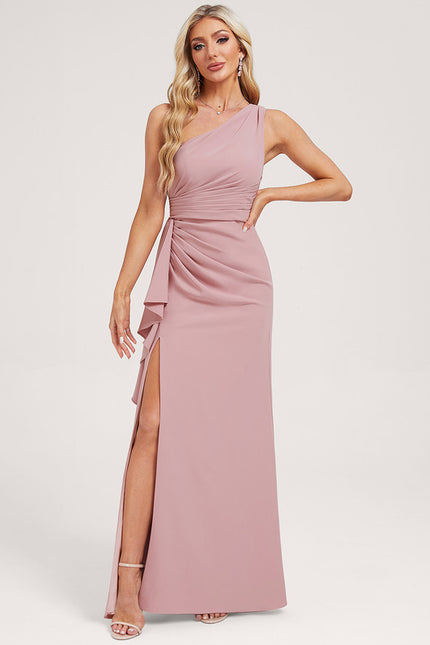 Robe Cérémonie Asymétrique Rose Chic
