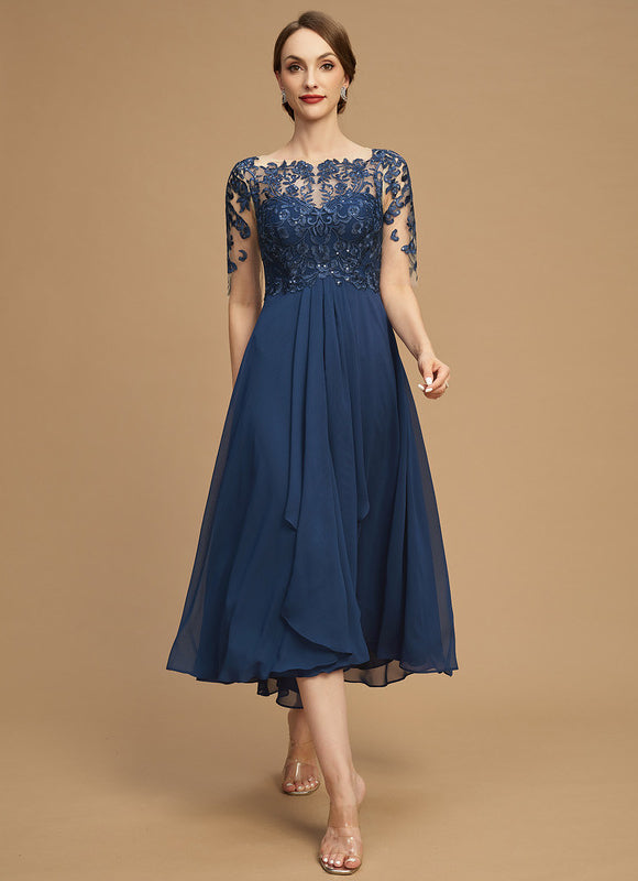 Robe Cérémonie Bleu Nuit Dentelle Élégante - gallery 5