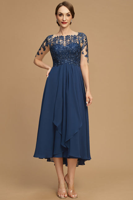 Robe Cérémonie Bleu Nuit Dentelle Élégante - gallery 1