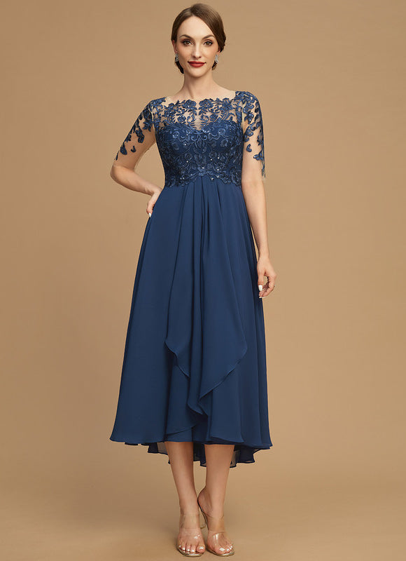 Robe Cérémonie Bleu Nuit Dentelle Élégante - gallery 1