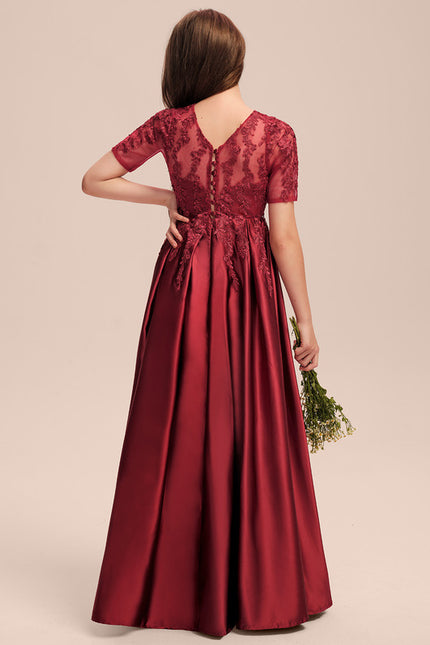 Robe Cérémonie Satinée Bordeau - gallery 2