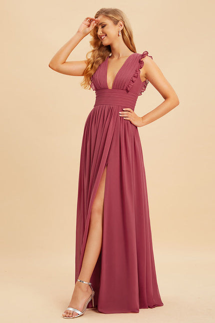 Robe Cérémonie Longue Volants Rose - gallery 2