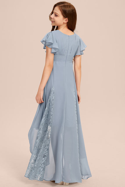 Robe Cérémonie Dentelle Col V Blanc - gallery 3