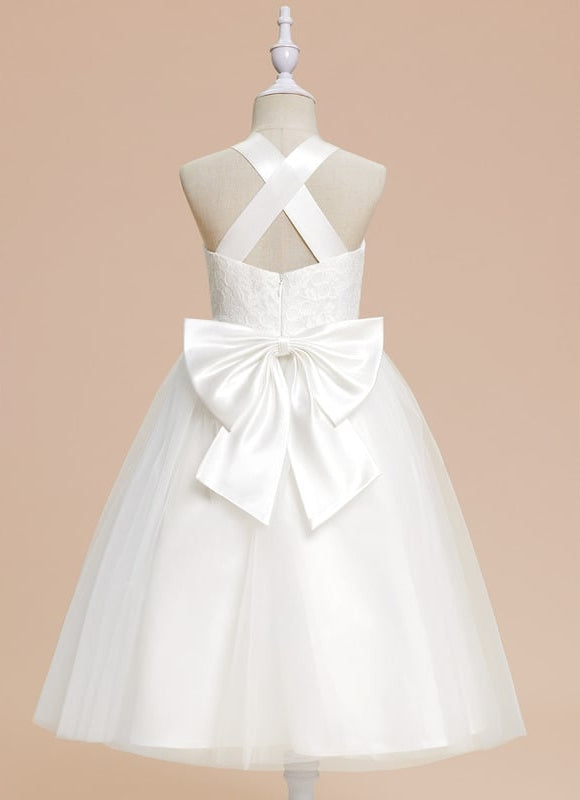 Robe Cérémonie Nœud Tulle Éclat