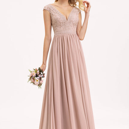 Robe Cérémonie Longue Rose Élégante