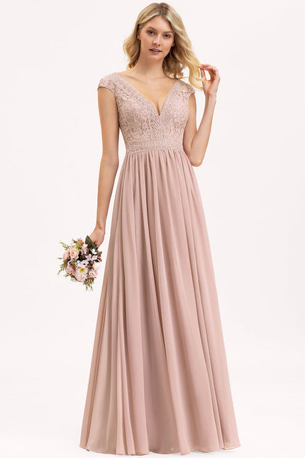 Robe Cérémonie Longue Rose Élégante
