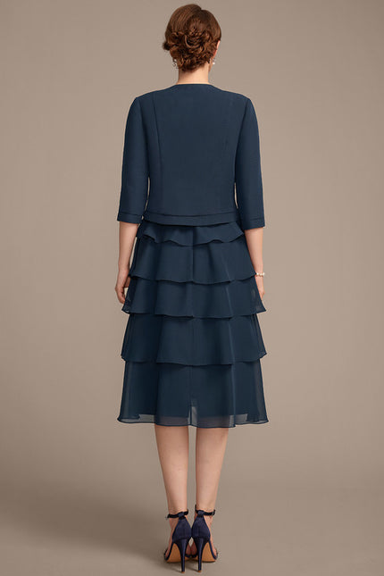 Robe Ceremonie Grande Taille Bleu Marine - gallery 5