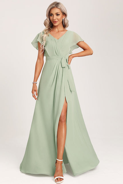 Robe Cérémonie Longue Volants Rose