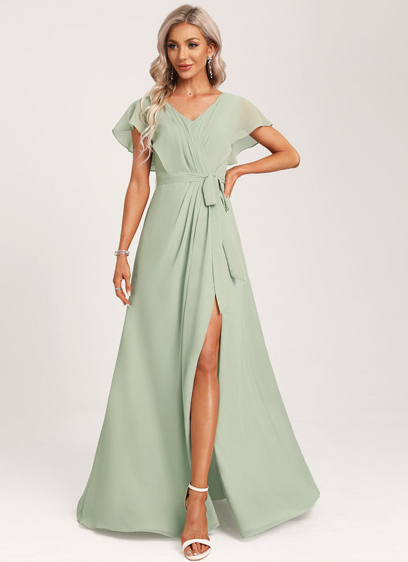 Robe Cérémonie Longue Volants Rose
