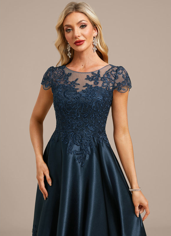 Robe Cérémonie Satin Bleu Nuit Élégante - gallery 1