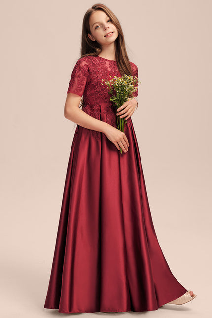 Robe Cérémonie Satinée Bordeau - gallery 1