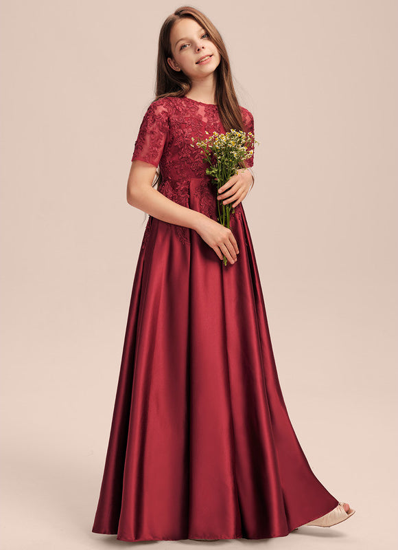 Robe Cérémonie Satinée Bordeau - gallery 1