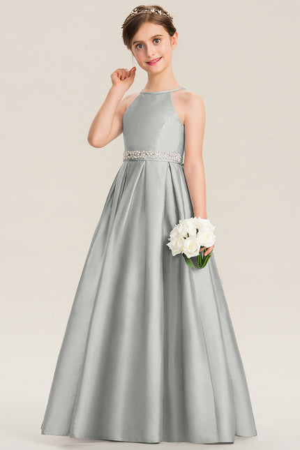 Robe Cérémonie Gris Perle Satin - gallery 3