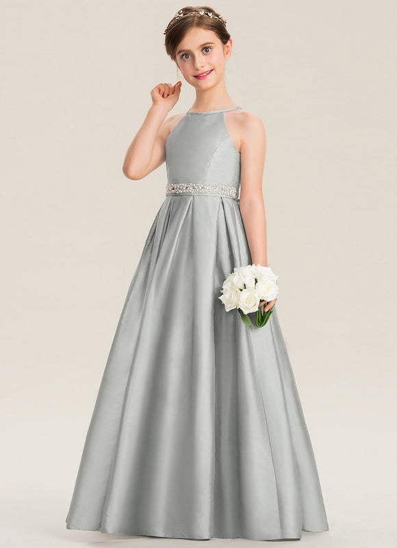 Robe Cérémonie Gris Perle Satin - gallery 3