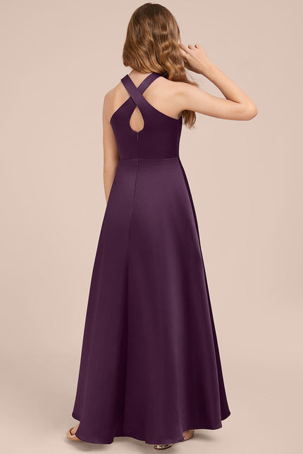 Robe Cérémonie Satin Prune - gallery 2