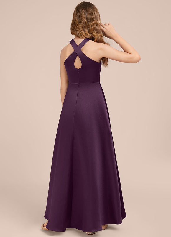 Robe Cérémonie Satin Prune - gallery 2