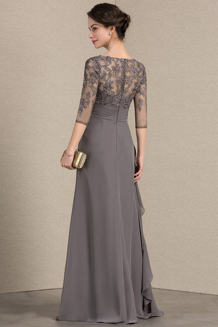 Robe Cérémonie Gris Souris Dentelle Élégante - gallery 4