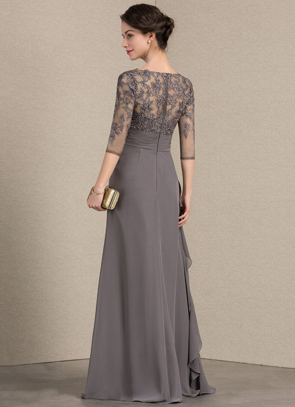Robe Cérémonie Gris Souris Dentelle Élégante - gallery 4