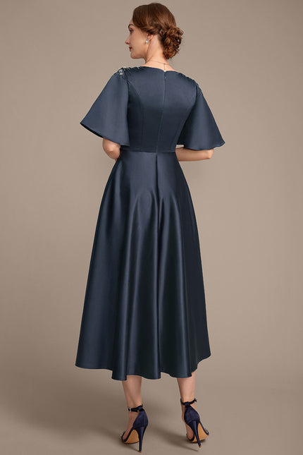 Robe Cérémonie Satin Marine Élégant - gallery 6