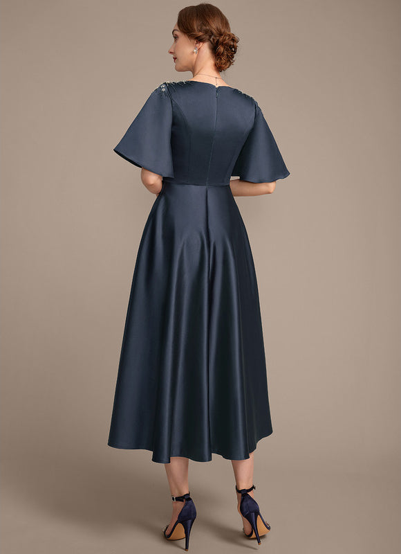 Robe Cérémonie Satin Marine Élégant - gallery 6