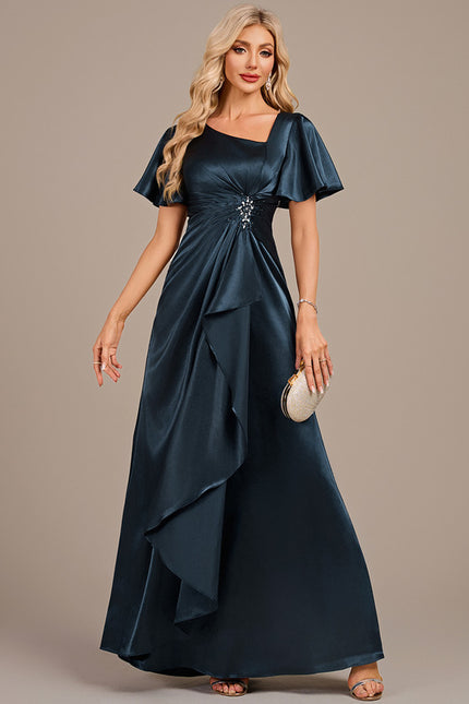Robe Cérémonie Satin Bleu Nuit