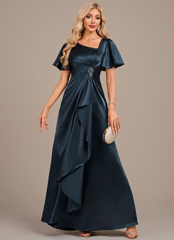 Robe Cérémonie Satin Bleu Nuit