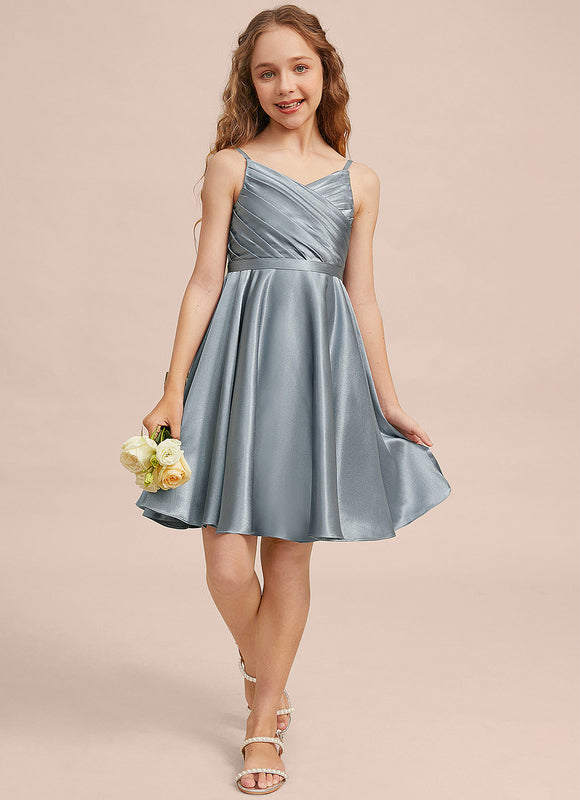 Robe Cérémonie Satin Bleu Argenté - gallery 2