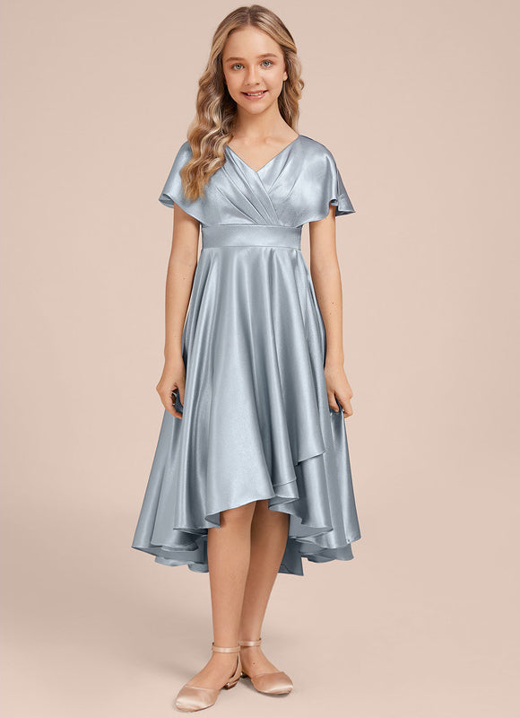 Robe Cérémonie Satin Bleu Ciel - gallery 1