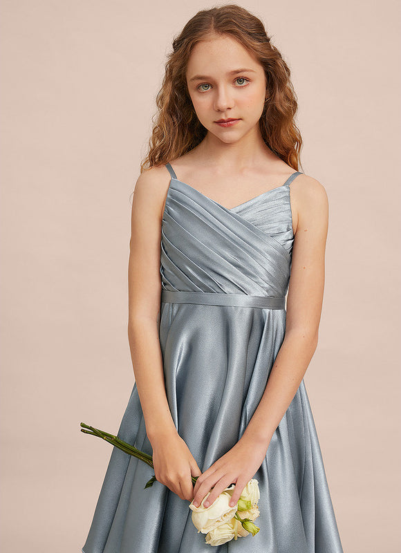 Robe Cérémonie Satin Bleu Argenté - gallery 3