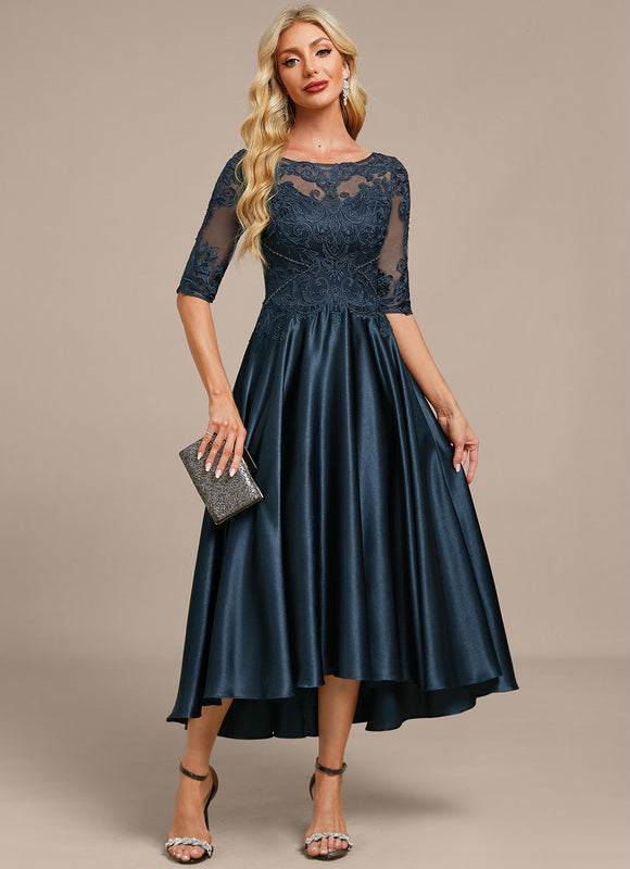 Robe Cérémonie Satinée Marine Chic - gallery 4