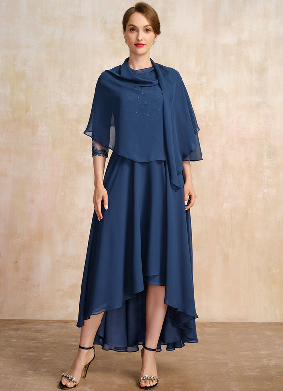 Robe Cérémonie En Dentelle Marine - gallery 1