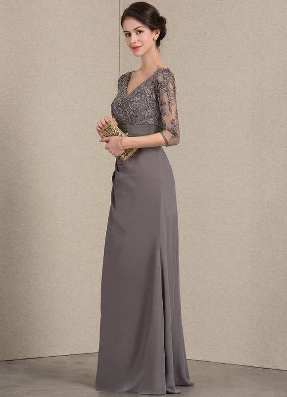 Robe Cérémonie Gris Souris Dentelle Élégante - gallery 1
