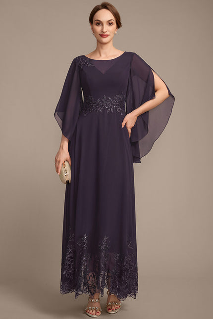 Robe Cérémonie Longue Violette Brodée - gallery 2