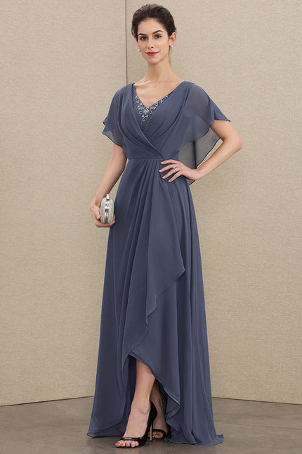 Robe Cérémonie Bleu Nuit Trapèze Avec Paillettes - gallery 1