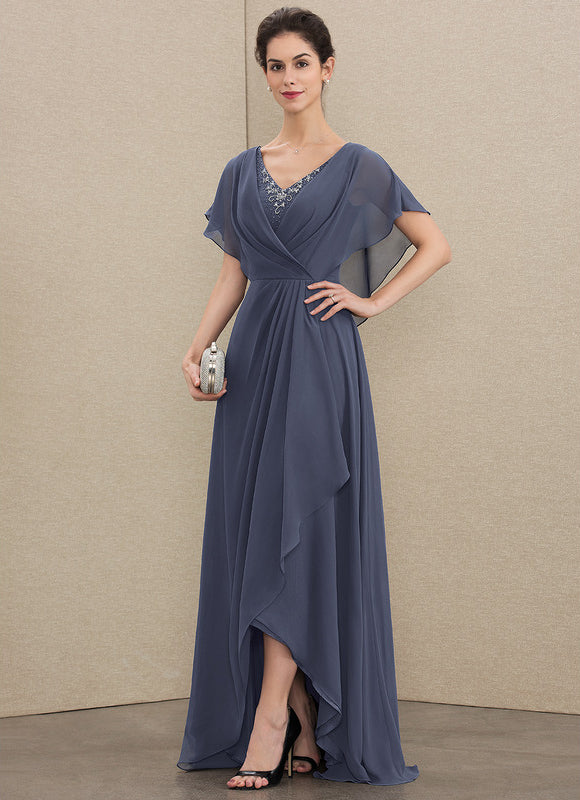 Robe Cérémonie Bleu Nuit Trapèze Avec Paillettes - gallery 1