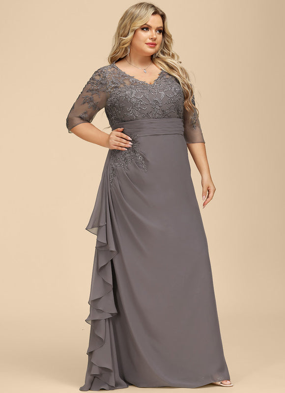 Robe Cérémonie Gris Souris Dentelle Élégante - gallery 8